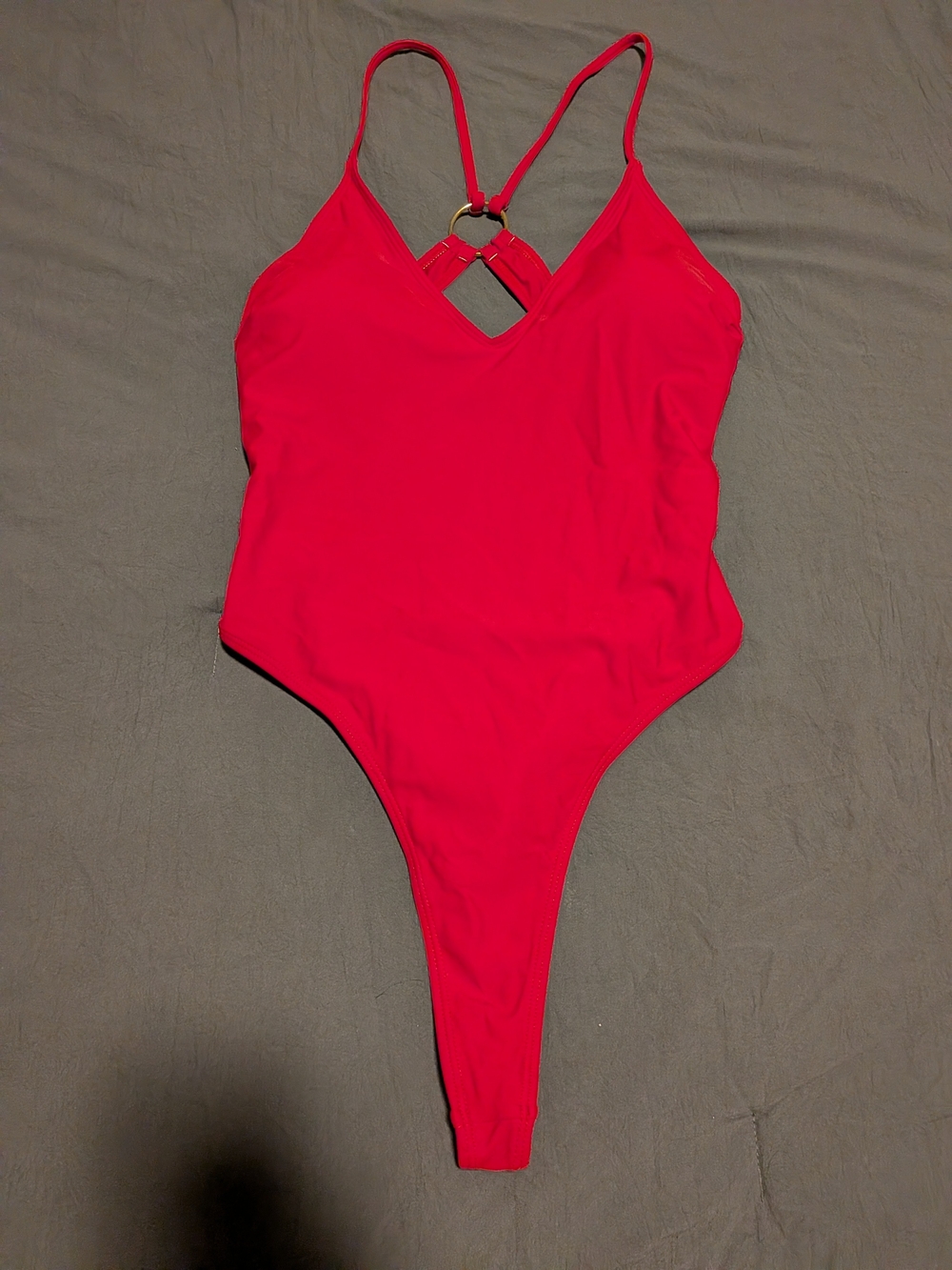 Women's Red One-Piece Swimsuit with Ring Back Detail (NWOT)
